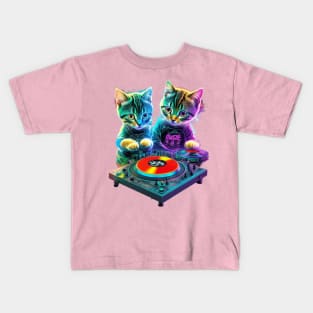 2 Musical Kitten DJs Kids T-Shirt